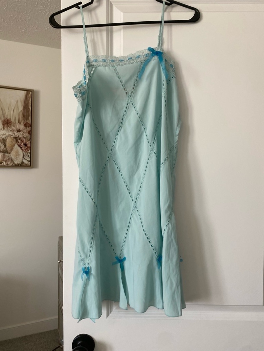 Victoria's Secret Aqua Lace-Trim Slip